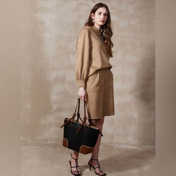 Elegant colorblock shoulder tote bag - Picture 5 of 10